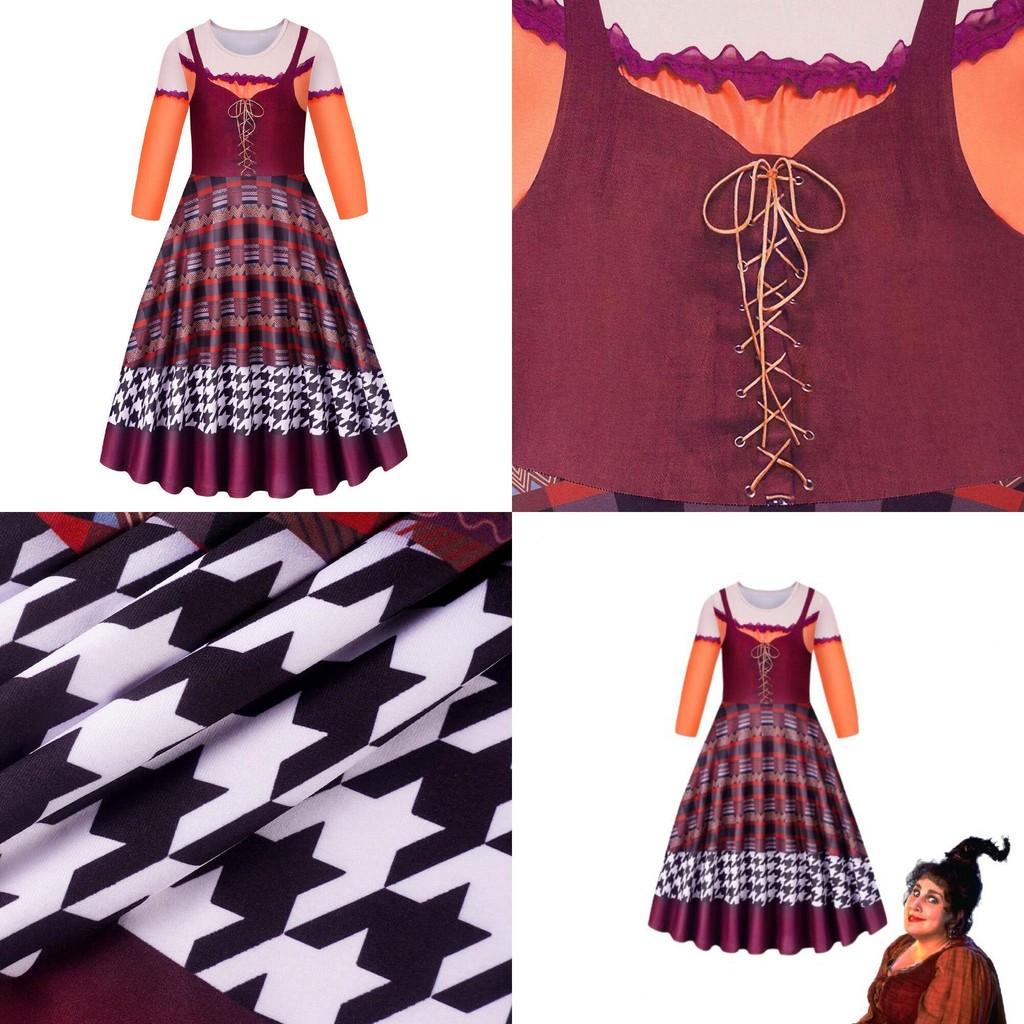 Halloween Hocus Pocus2 Mary Sanderson Costume For Kids Soft And Comfortable