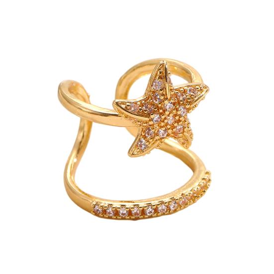Gold Sea Animals Ring for Women Rhinestone Seahorse Turtle Dolphin Starfish Seashell Double Layer Adjustable Ring Bohemian Beach Jewelry Gift for
