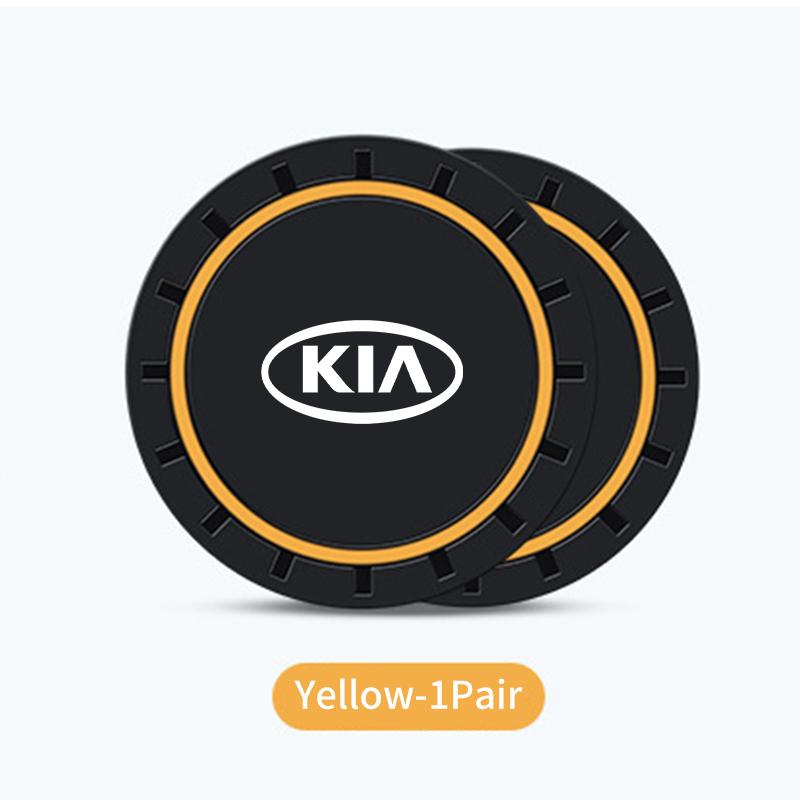 BXZE2 For KIA 2Pcs Car Coaster Water Cup Bottle Holder Mat Anti-slip Pad Rio K5 K2 Sportage Ceed Sorento Picanto Stinger Soul