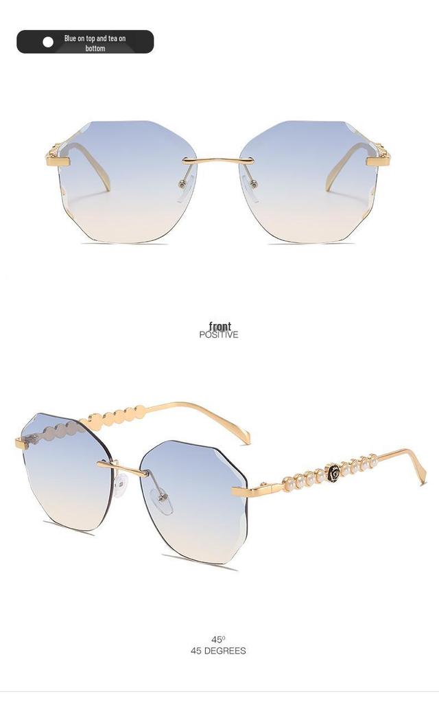 Frameless Pearl Sunglasses for Women - Elegant Y2K Style with Metal Sun Protection