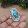 Blue Copper Turquoise Oval Gemstone Ring, 925 Silver Ring, Boho Ring, Gift For Her, Statement Ring, Designer Ring, Women Ring