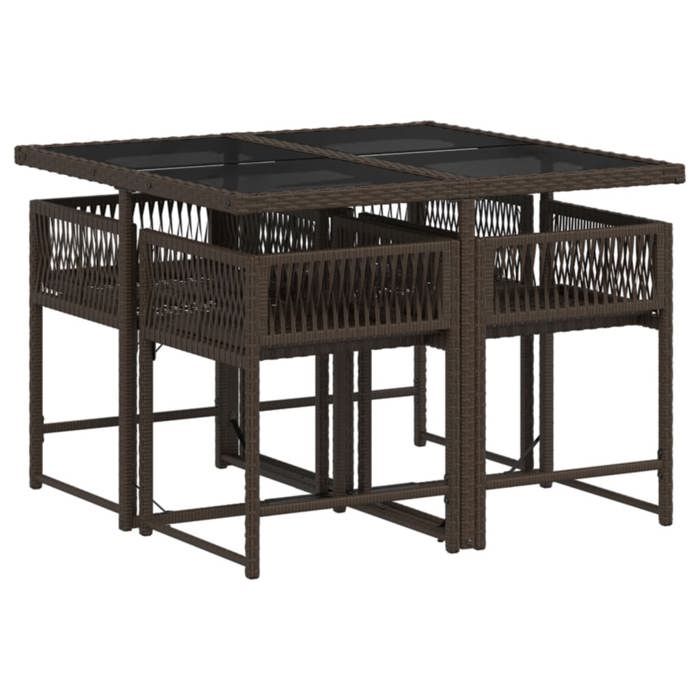 VidaXL Garden Dining Set with Cushions 5 Pcs, Table and Chairs with Folding Backrest, Outdoor Furniture Patio 3211437