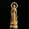 21CM Boxwood Carving Furnishing Ornaments Wood Crafts Buddha Statue Guanyin Sculpture Gifts