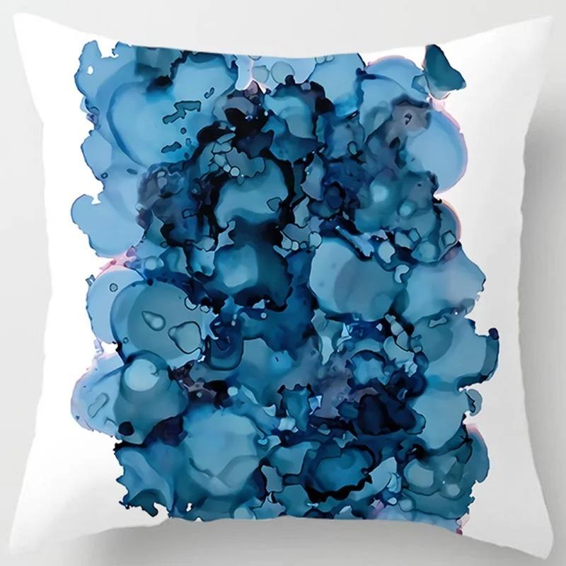 Blue Pattern Print Home Decoration Polyester Fiber Cushion Cover Living Room Sofa Cushion Cover 45X45 Cm