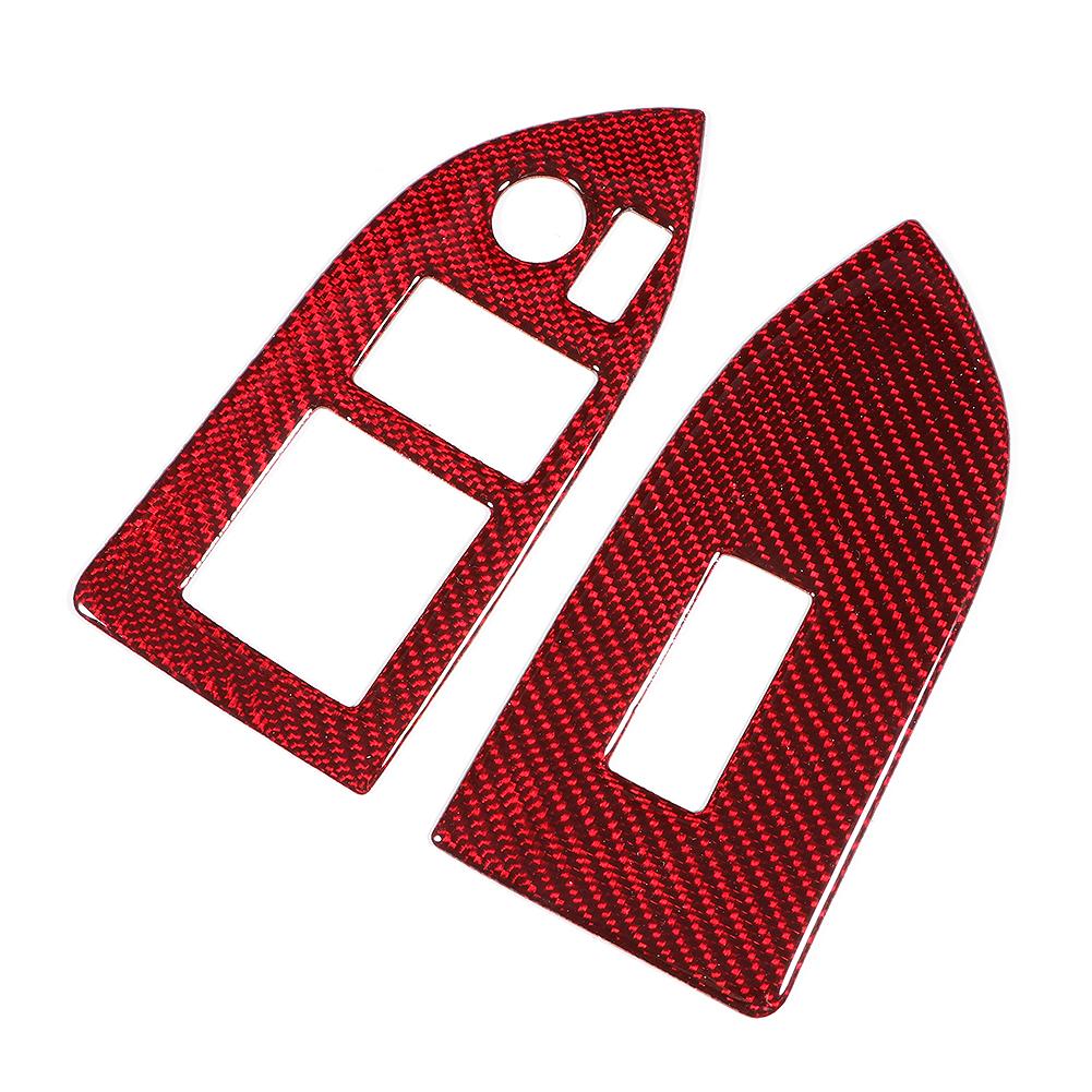 2pcs Carbon Fiber Window Lifter Panel Trim Cover Red Fits for Subaru BRZ