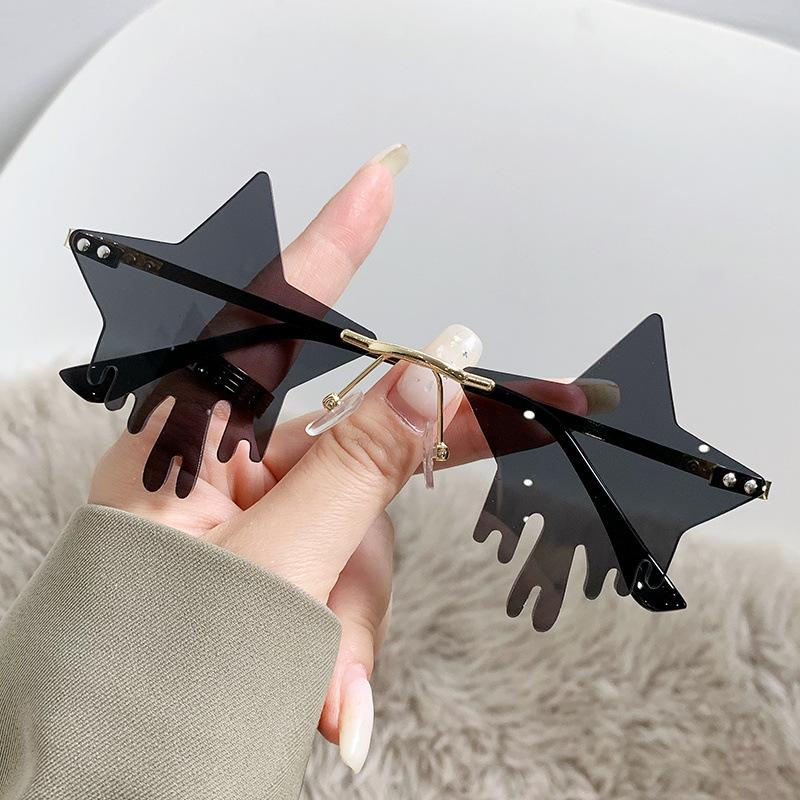 Pentagram Wassertropfenform Bunt Rahmenlos Beschnitten Sonnenbrille Ball Tränen Lustige Brillen