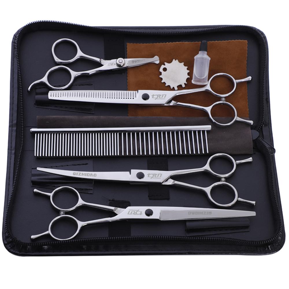 

6 7 ch Profional Pet Scissors Set for Dogs Groomg Высокое качество Прямые & Thng & Изогнутые ножницы Собака Кошка H Cuttg Инструменты