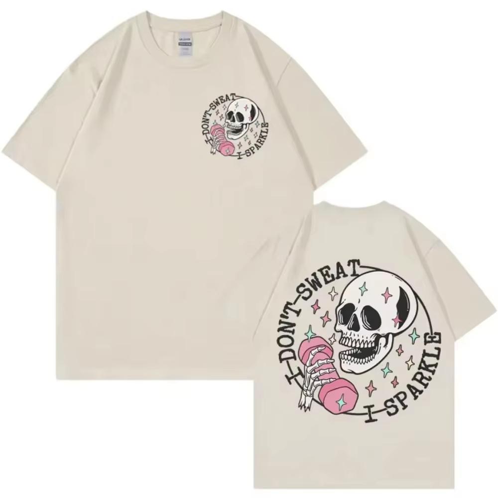 Funny Skeleton Muscle Mommy Gym T Shirt Men Women Fashion 90s Retro Gothic Tshirts Summer Pure Cotton Short Sleeve Streetwear