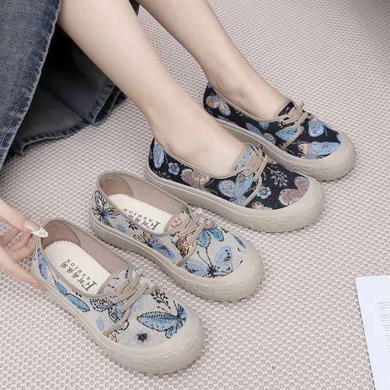 Women's Outdoor Non-slip Shock-absorbing Sports Shoes - Old Beijing Style Casual Soft Sole Badminton Sneakers