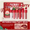 Christmas Lip Gloss Gift Set of 6, Shimmer Lip Oil & Matte Liquid Lipstick, Hydrating Lip Care Kit