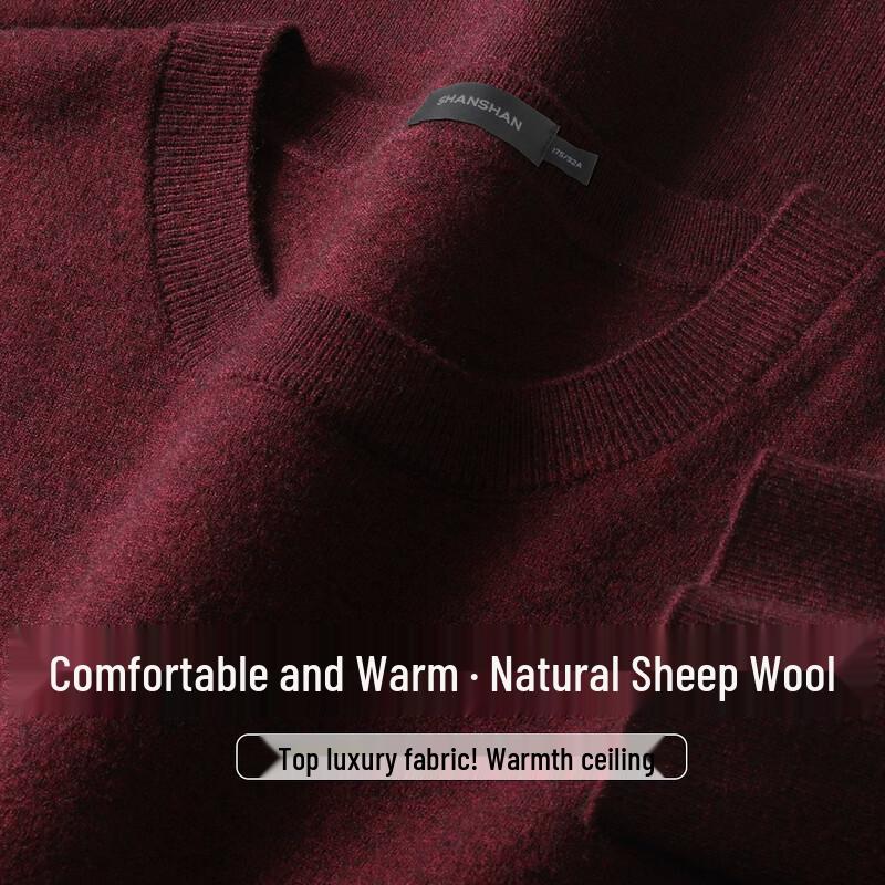 SHANSHAN Men's Wool-Blend Long Sleeve Crew Neck Knit Sweater