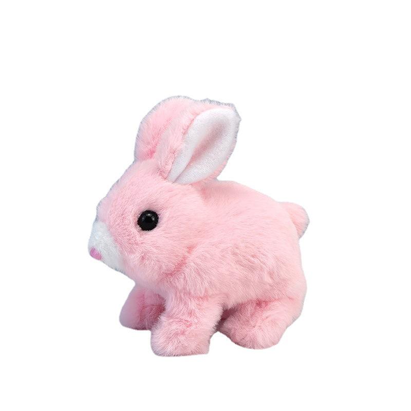 Plush Interactive White Rabbit Toy - Walking, Talking, Ear-Wiggling, Mouth-Moving Long-Haired Pet Simulation.