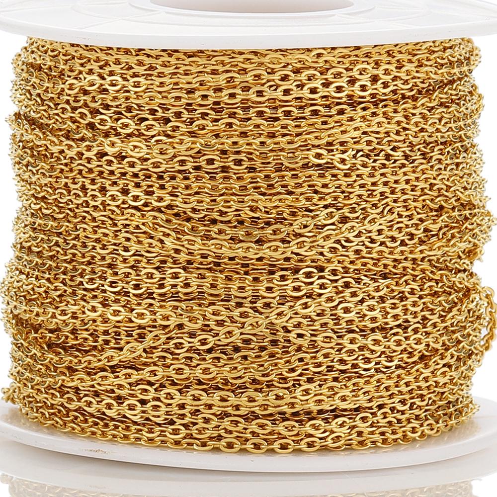 2meters Stainless Steel Cable Curb Chains for DIY Jewelry Making DIY Gold Color Tube Beads Chain Necklace Bracelet Components