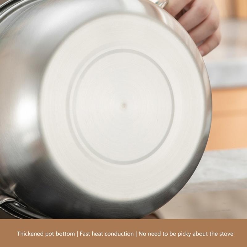Stainless Steels Pot Milk Pan Cooking Saucepan Induction Base Soup Pot With Glass Lid Stockpot Kitchen Tool Enduring