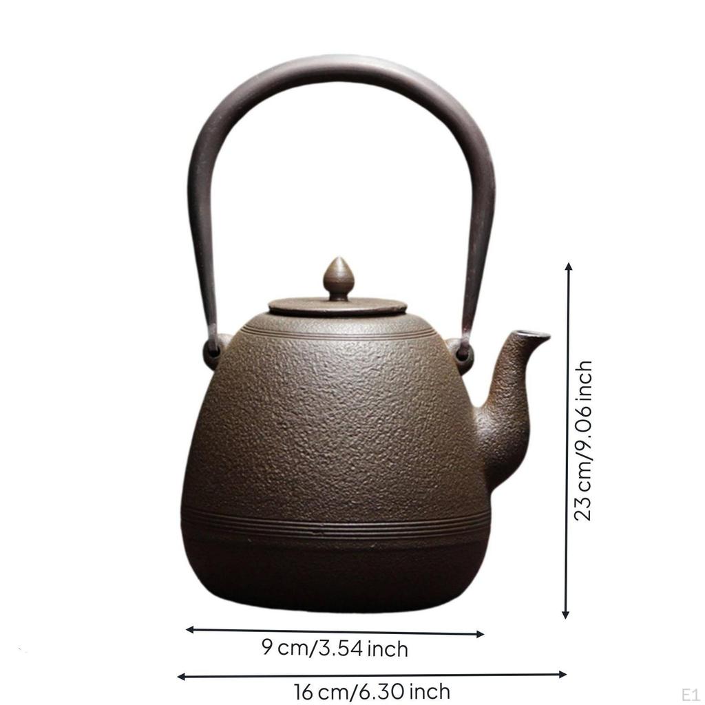 Cast Iron Kettle Uncoated Teapot Textured Tea with Lid for Hosts, Home,