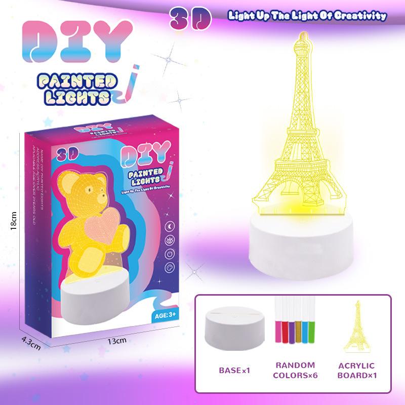 

3D расписной ночник креативный сделай сам граффити ручной работы светящийся трехцветный светильник импортная торговля праздничные игрушки подарки 20.65 ucla золотой