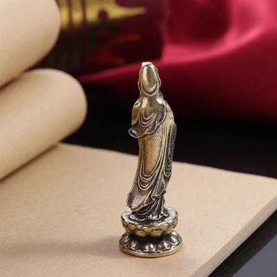 Statue Créative en Laiton Pur Lotus Guanyin Statue Rétro Lotus Guanyin Tathagata Bouddha Sculpture en Laiton Tathagata Bouddha Bureau