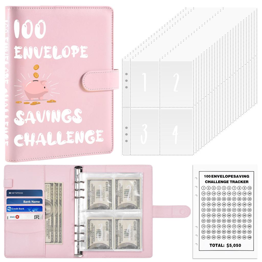 A5 Budget Binder 100 Envelope Savings Challenge Binder Sets Students Notebooks Suppliers Journal Books