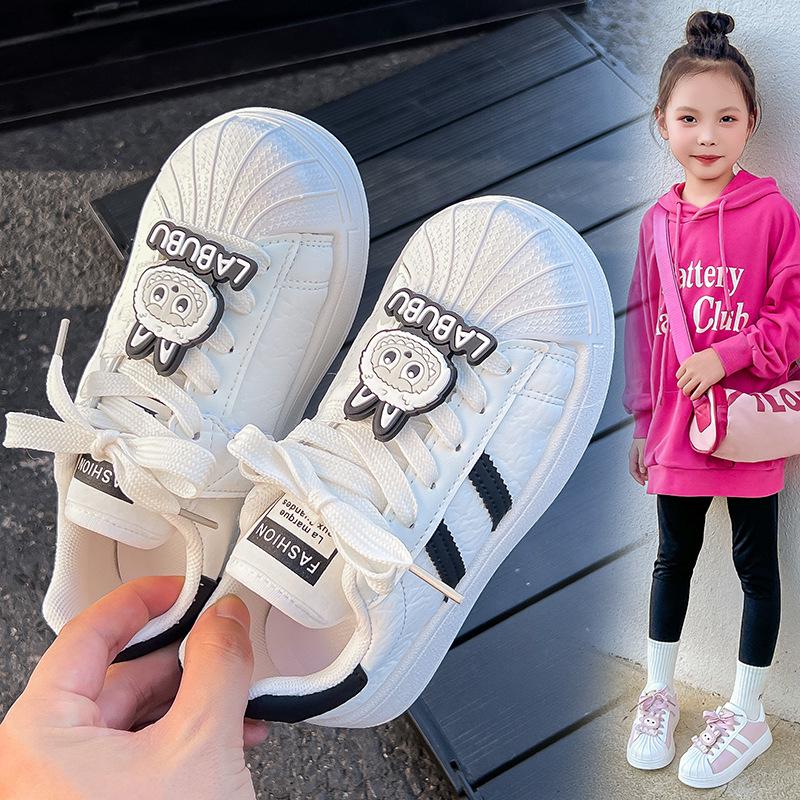 2025 Spring/Autumn Thick-Soled Boys' and Girls' Fashion Casual Versatile White Skate Shoes for Kids