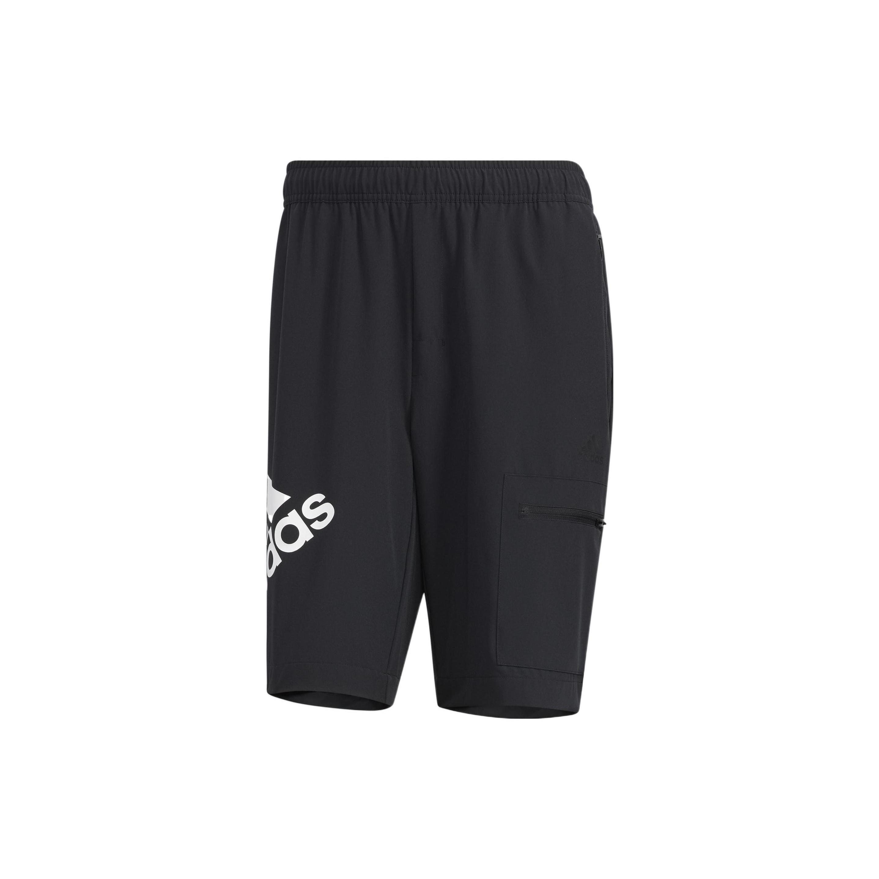 Men s adidas Solid Color Alphabet Logo Straight Sports Shorts Black HE7417 L