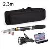 BRAVMAK 2.1/ 2.3 mTelescopic Fishing Rod Reel Combo Full Kit Carbon Fiber Rod Pole Spinning Reel Fishing Bag Case Pesca Gear Set