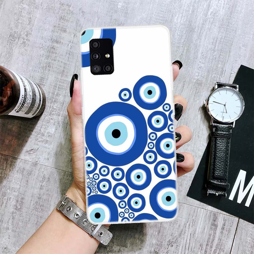 Lucky Blue Evil Eye Phone Case For Samsung Galaxy A14 A15 A13 A12 A54 A55 A53 A52 A04S A24 A25 A23 A22 A34 A35 A33 A32 A03S A02S