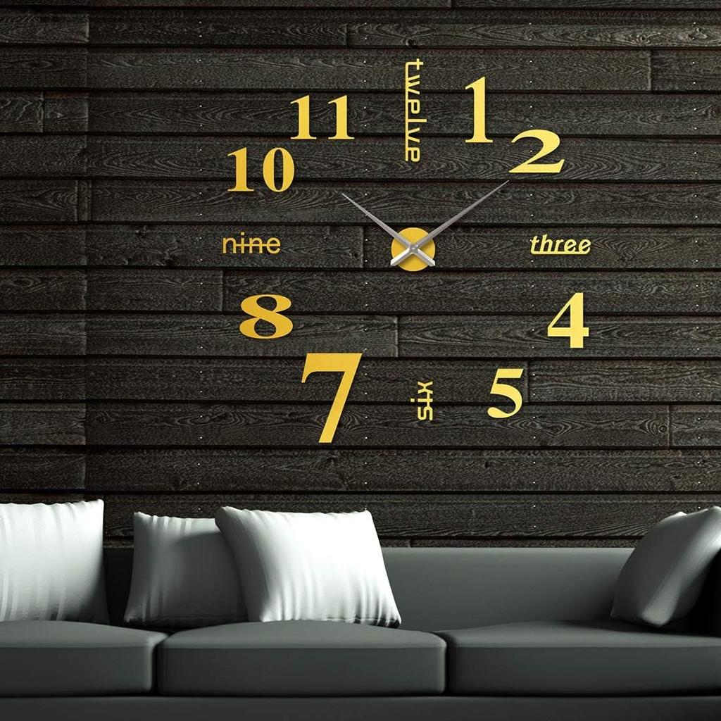 Yiteng 3D Radio Wave Luminous DIY Handmade Clock Wall Clock Wall Sticker with Arabic Numerals and English Letters Simple Stylish Free Placement