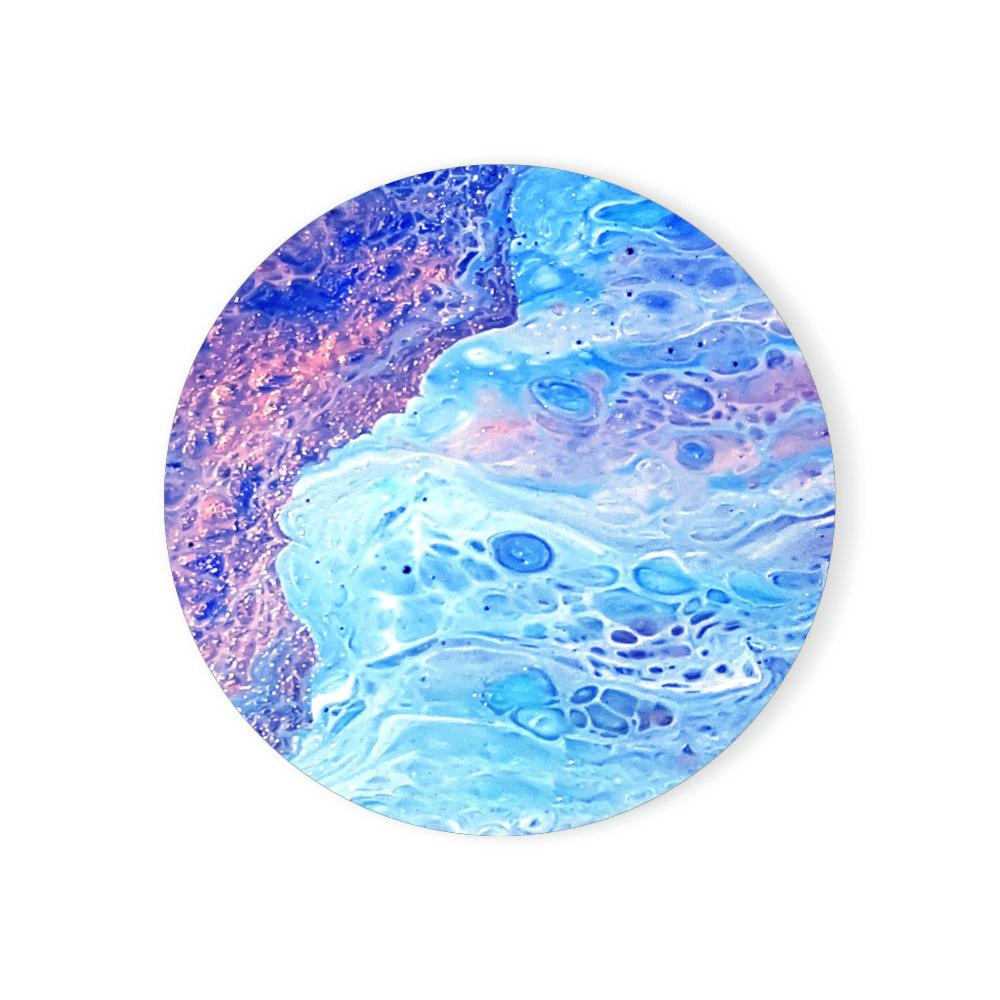 Ocean Marble Art Decortion Round Enamel Coasters Coffee Mug Place Mats with Cork Base Prevent Furniture From Dirty and Scratched