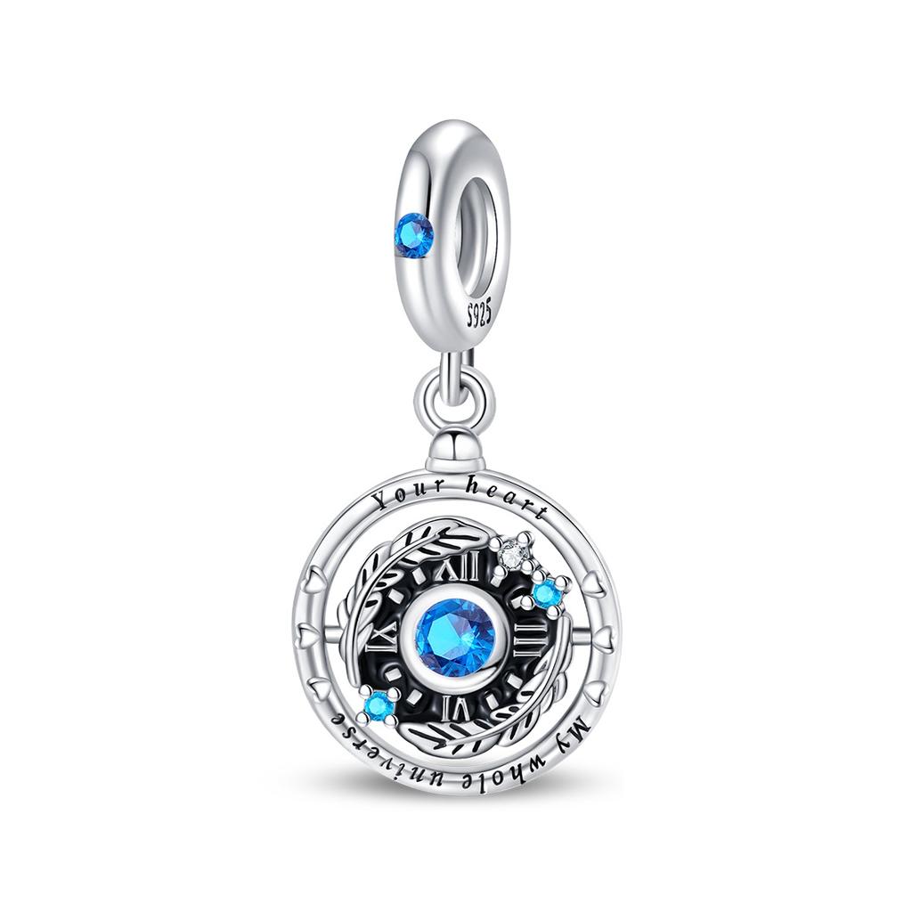 New Copper Heart Murano Glass & Butterfly Dangle Charm Fit Original Bracelet & Necklace Blue Series Jewelry