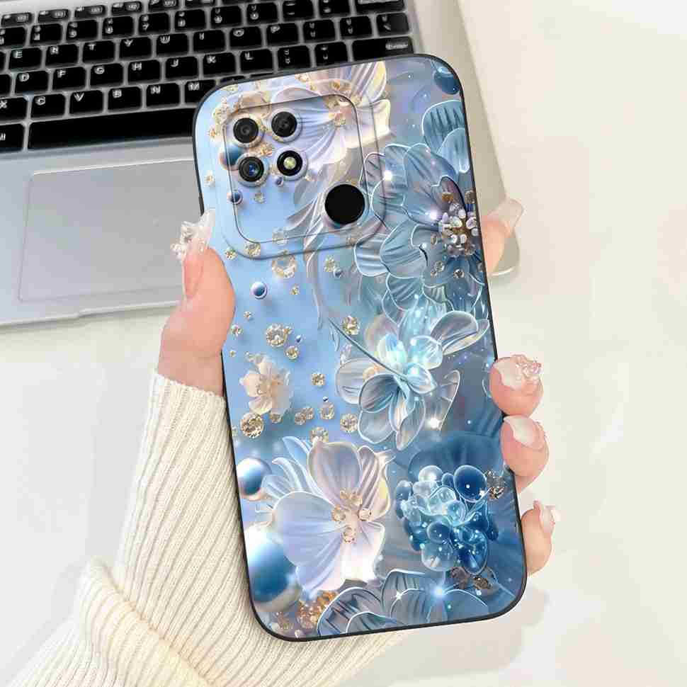 For Realme Narzo 50A Case RMX3430 Colorful Flowers Soft Silicone Cover For Oppo Realme Narzo50a 6.51" Fashion Protective Shell