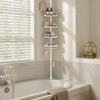 SONGMICS 4-Tier Shower Caddy, Corner Bathroom Shower Shelf, with Towel Bar, Adjustable Height, Rust-Resistant Steel, White