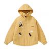 American Retro Cartoon Cat Embroidered Detachable Hood Winter Warm Cotton Coat Men Women