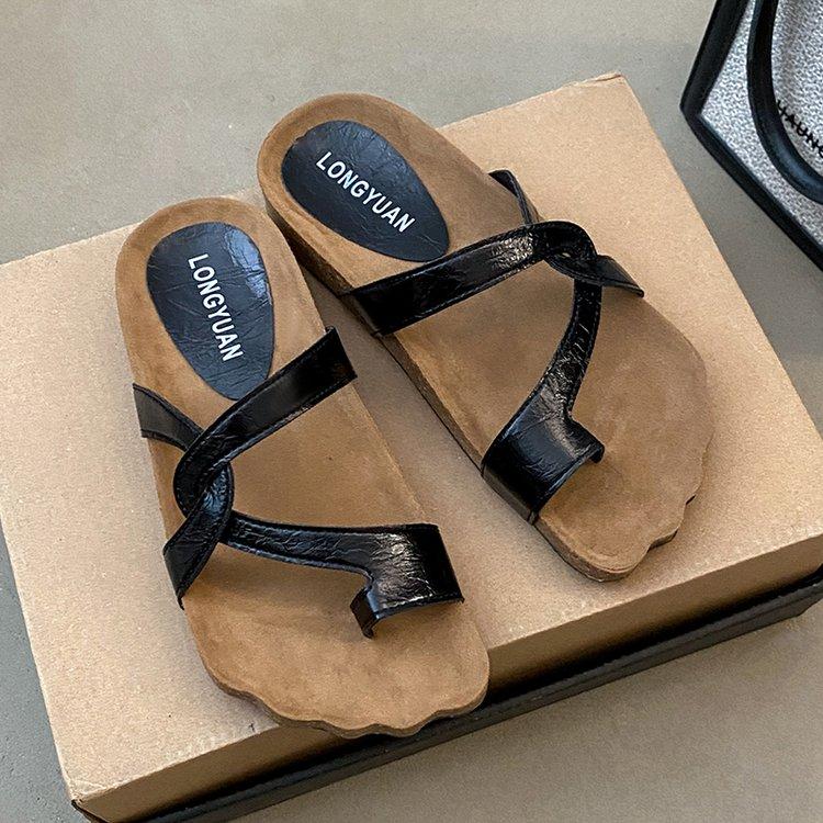 

Fashion Womens Slippers Casual Low Shoes Woman 2024 Luxury Flat Slippers Summer New Golden Silver Black Open Toe Slippers 40 чёрный