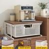 Desktop Coffee Station Organizer, Multifunctional Countertop Storage Shelf with Drawer, Cup Holder & Spice Rack, Kitchen
