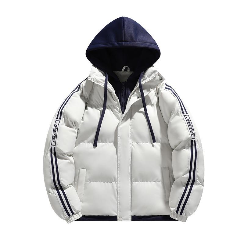 Data Contrasting Colors Retro Parallel Bars Striped Splicing Cotton Jacket High-end Men s and Women s Fake Two Pieces Wide XS абрикосовый