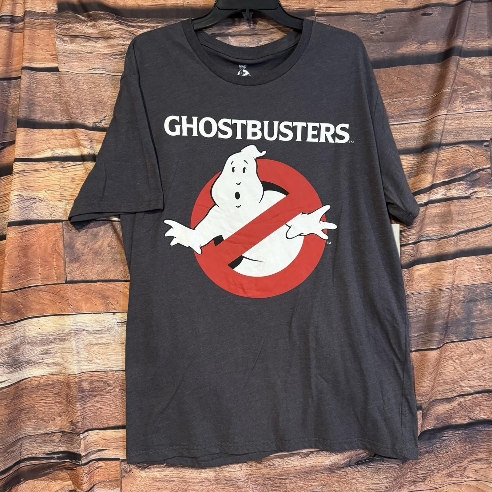Ghostbusters Graphic Men s 2XL Charcoal Gray Classic Logo Retro 80s Unisex T-Shirt XXL