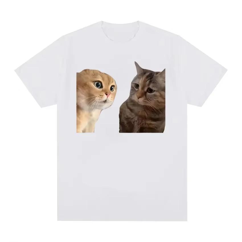 Funny Cute Cats Talking Meme Graphic Tshirts Unisex Women Fashion Short Sleeve T Shirt Casual Oversized Tshirt Womens clothing S