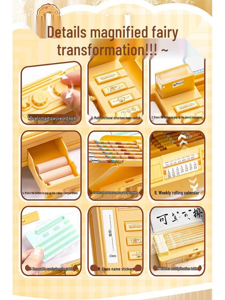 Kaba Bär Zahlenschloss Stiftbox mit großer Kapazität - 2025 Sonderedition für Schüler