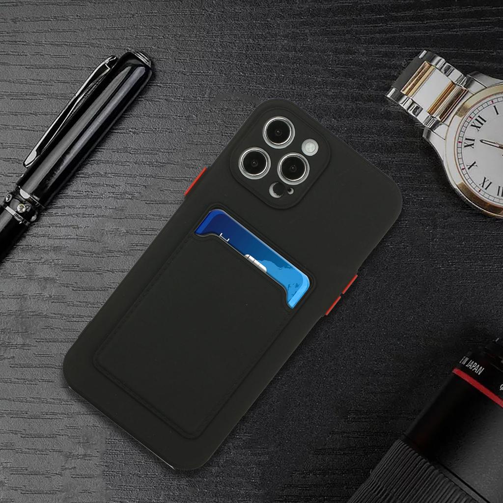 For iPhone 15 Pro Max Anti-scratch TPU Phone Case Drop-proof Card Holder Cover