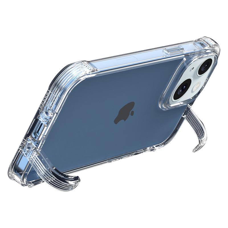 

Clear Shell for iPhone 15,Bump Proof PC+TPU Cell Phone Case Back Cover with Concealed Kickstand Transparent