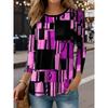 Women's Casual T-shirt 3D Printed  Checkered prints Round Neck Retro Elegant Long Sleeves Women's Fashion Pullover Long Sleeve Tops