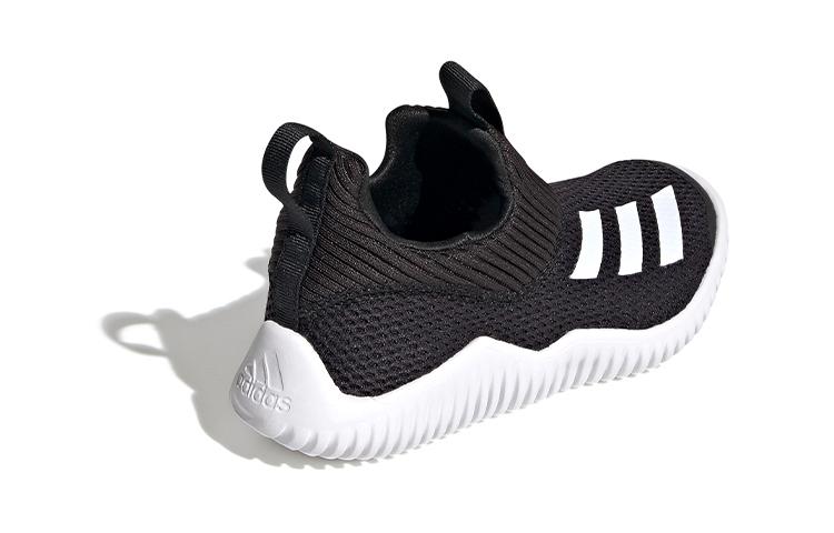 Adidas Rapidazen Round Tip Slip Resistant And Breathable Low top Running Shoes Black White Children Aged 3 7 Years Old FV2607