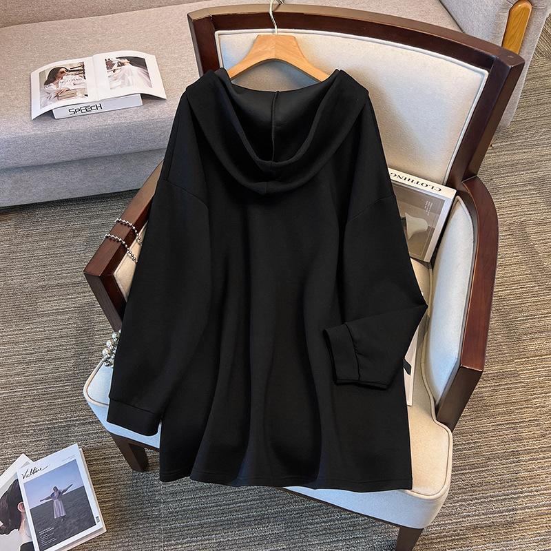 9XL Dame Casual Langermet Bokstavtrykk Sport Hettegenser Plus Size Pullover Topper Genser