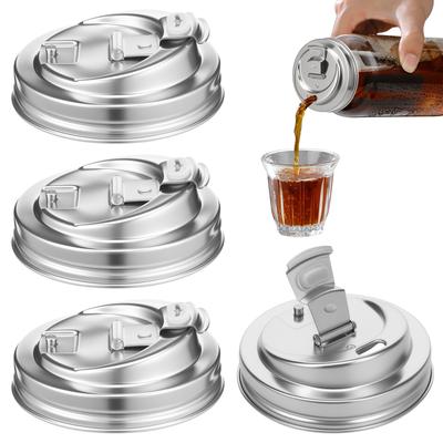 2/4 Pcs Mason Jar Lids 304 Stainless Steel Mason Jar Lid Reusable Wide Mouth Mason Jars Lid for Home Camping Kitchen Accessories