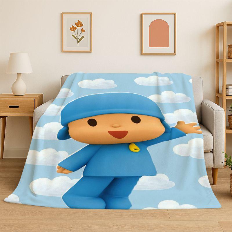 Coperta Morbida in Flanella Disegni Carini P-Pocoyo Elly Pato, Coperta Accogliente per Letto, Divano, Poltrona, Camera da Letto, Soggiorno, Viaggio, Picnic