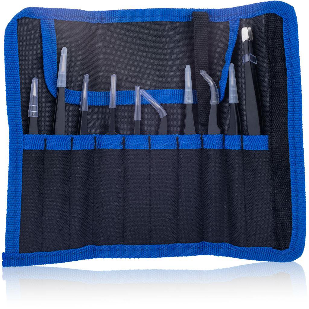 Set Of 10 Precision Tweezers In A Case