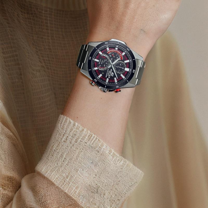 Casio Edifice Series Waterproof Sports Watch Solar Quartz Movement Stainless Steel Strap Men Watches Black EFS-S610DB-1AV