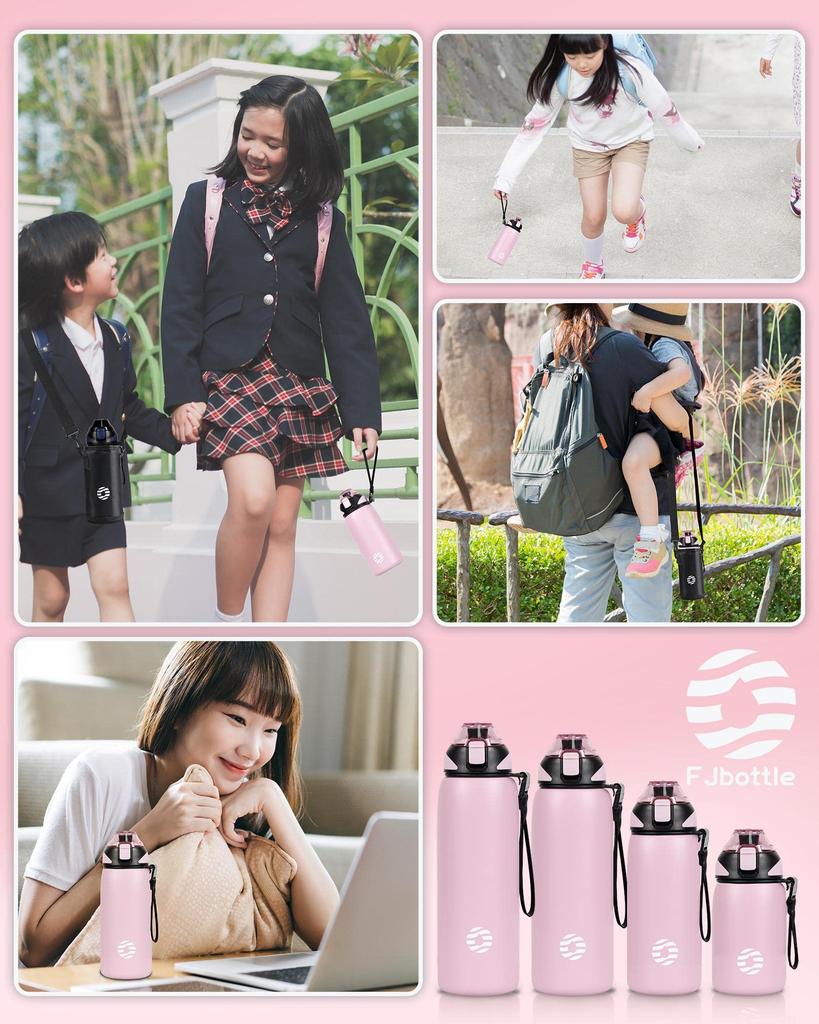 FJbottle 600ml Vacuum Insulated Mug Bottle Keeps Drinks Hot or Easy to Wide Mouth Stainless Steel Bottle with Water Bottle Cover and Cleaning Stylish