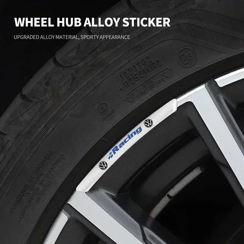 4pcs Aluminum Logo Car Wheel Rim Hub Sticker Car Decoration For VW GTI Polo Golf Passat Tiguan Arteon Touareg Taigo Caddy BCT1