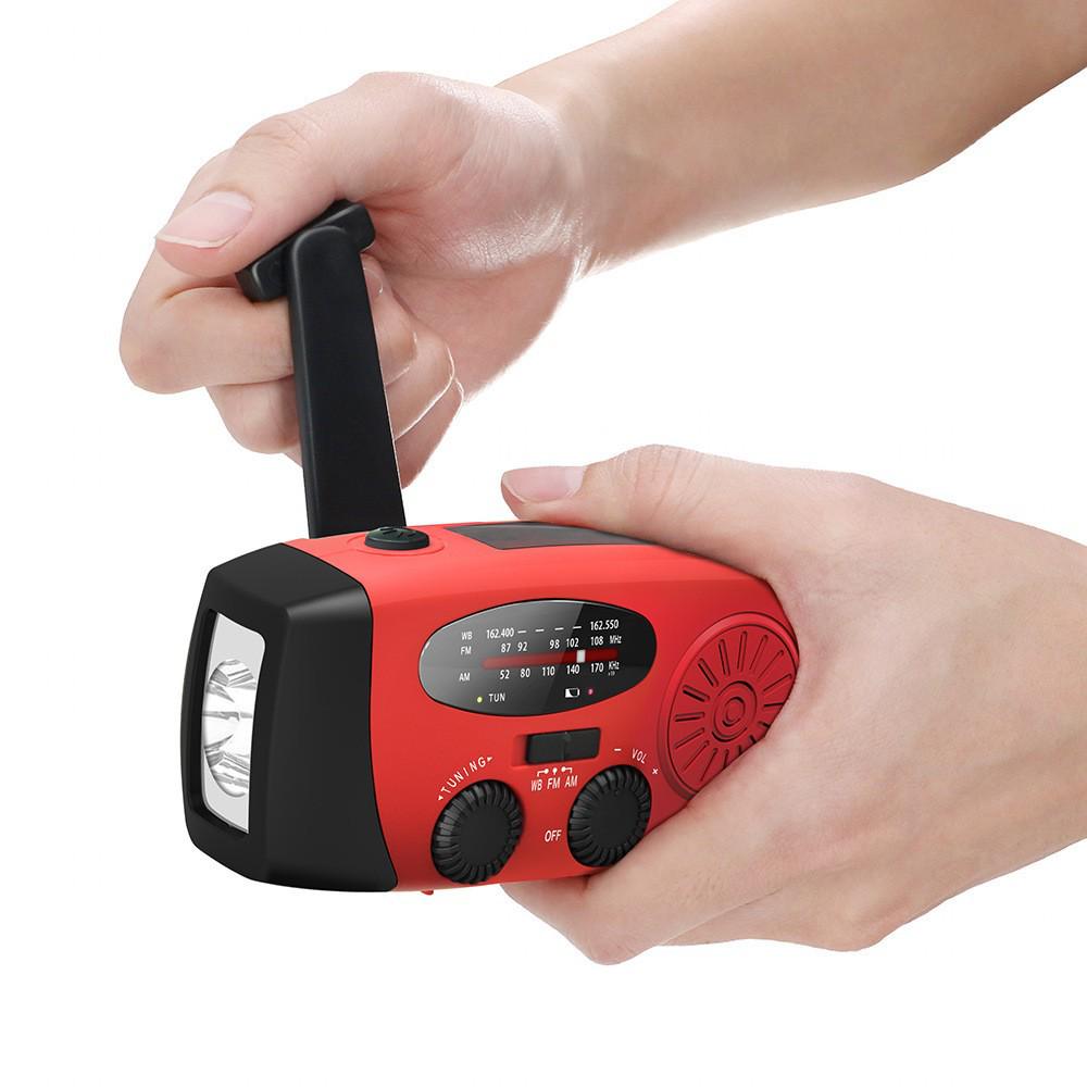 Multi-Functional Solar Hand-Crank Flashlight Radio for Emergency Preparedness